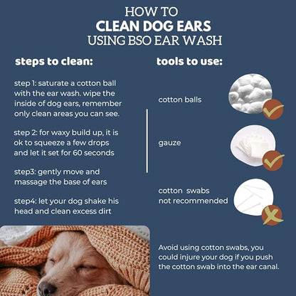 Natural Dog Ear Cleaner Solution - Dog Itchy Ears Treatment - Eliminates Odor & Waxy Buildup - Gentle Dog Ear Wash Formula - Made in Canda by Black Sheep Organics (4 fl oz)