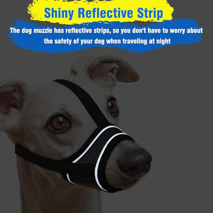 New Dog Muzzle, Breathable Drinkable Mesh Muzzle for Dogs,Anti Biting Barking Chewing,Grooming Muzzle for Dog with Anti-Drop Adjustable Anti-Drop &Shiny Reflective Strap in Night (Blue, XXL)