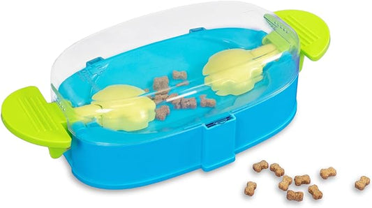 Outward Hound Nina Ottosson Paw N' Play Interactive Dog Treat Puzzle, Level 2 Intermediate Dog Enrichment Dog Toy, Blue, Small