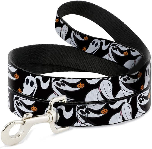 Dog Leash Nightmare Before Christmas Zero Pumpkin Expressions 4 Feet Long 1.0 Inch Wide