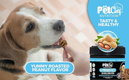 Pet Chef Probiotic Chews for Dogs-Digestive Health Support, Stops Yeast Infections, Relief for Itchy Dog Skin & Ears, Probiotics & Enzymes for Dog Gut Health - Natural Vitamins & Dog Supplements