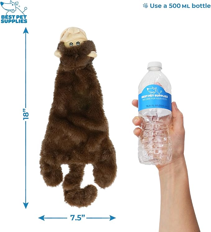 Best Pet Supplies Stuffing Free Squeaky Dog Toys for Small Dogs, Medium Dogs, and Large Dogs, Durable, Best Dog Chew Toy for Teething Puppy, Indoor Play, Holds Plastic Bottle - Monkey, Medium