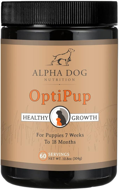 OptiPup All-in-1 Puppy Multivitamin by Alpha Dog Nutrition – Contains 31 Superfoods including Probiotics and Prebiotics for Digestive Support, Skin & Immune Health, and Optimum Growth (60 Servings)