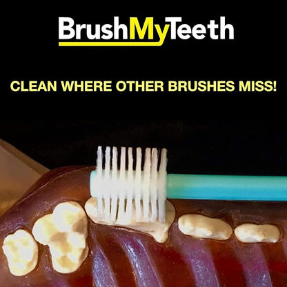 Medium Dog Toothbrush - Rounded Brush Head -Soft Flexible Bristles- for Safe and Gentle Brushing for Doggie, Any Medium Breed or Puppy, Daily Brushing Adds Years of Healthy Life