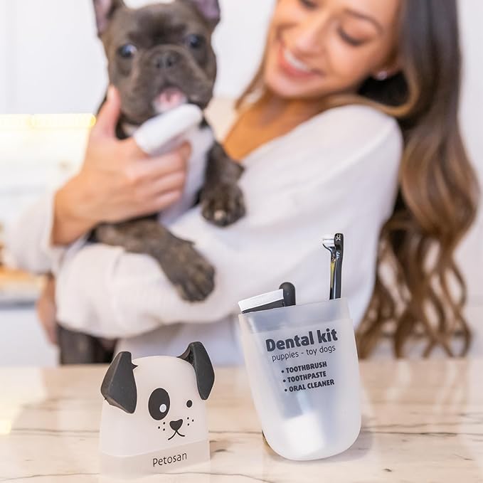 Puppy and Toy Breed Dental Kit with Toothbrush, Toothpaste and Microfiber Cleaner