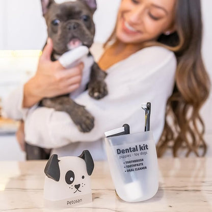Puppy and Toy Breed Dental Kit with Toothbrush, Toothpaste and Microfiber Cleaner