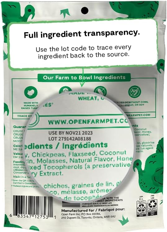 Open Farm Dehydrated Grain-Free Dog Treats, Gently Cooked Recipe with Natural Simple Ingredients and No Artificial Flavors or Preservatives (6 Pack Turkey Jerky)