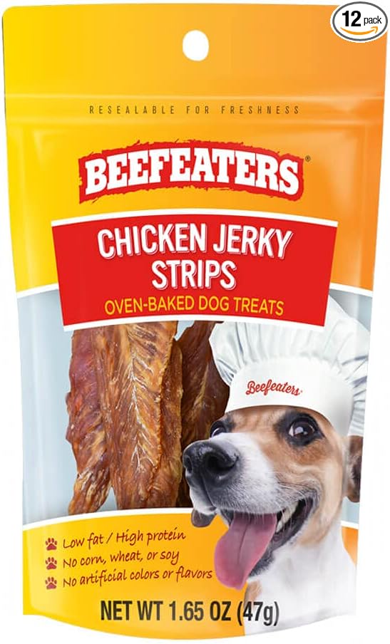 Beefeaters Chicken Jerky Strips Dog Treat, 1.65oz, Case of 12