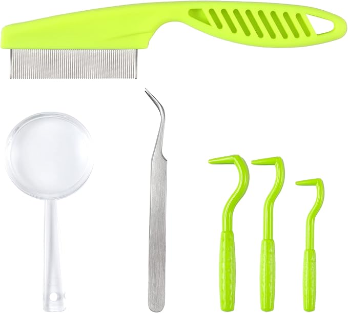 6pcs Tick Removal Tool, Tick Remover for Dogs Cats and Humans Convenient Tick Remover Plastic with Tweezers Comb and Magnifying Glass