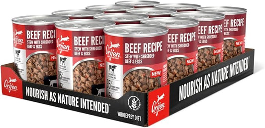 ORIJEN Beef Recipe Stew with Shredded Beef and Eggs Wet Dog Food, Grain Free Dog Food, WholePrey Ingredients, 12.8oz (Case of 12)