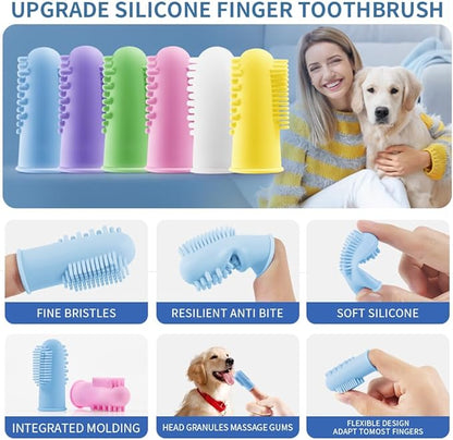 Dog Toothbrush, Cat ToothbrushTeeth Cleaning, The 2-Sided Design of The Dog Finger Toothbrush Conforms to ergonomicswith Comfortable Dog Tooth Brushing kit