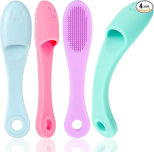4 Pack Dog Finger Toothbrush, Dog Toothbrush Kit Surround Bristles for Easy Teeth Cleaning, Food Grade Silicone Dog Finger Toothbrush Fits Most Fingers, Toothbrush for Dogs & Cats Dental Care