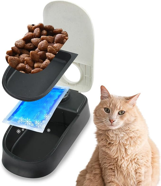 PAWISE Automatic Cat Feeder, 1.5 Cup, 48-Hour Timer, with Ice Pack, for Pet Food Dispensing