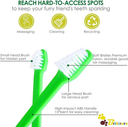 Dog Toothbrush Set of 12, Soft Silicone Finger Toothbrushes, Double Head Cat Teeth Cleaning & Dental Care for Small, Medium&Large Pets