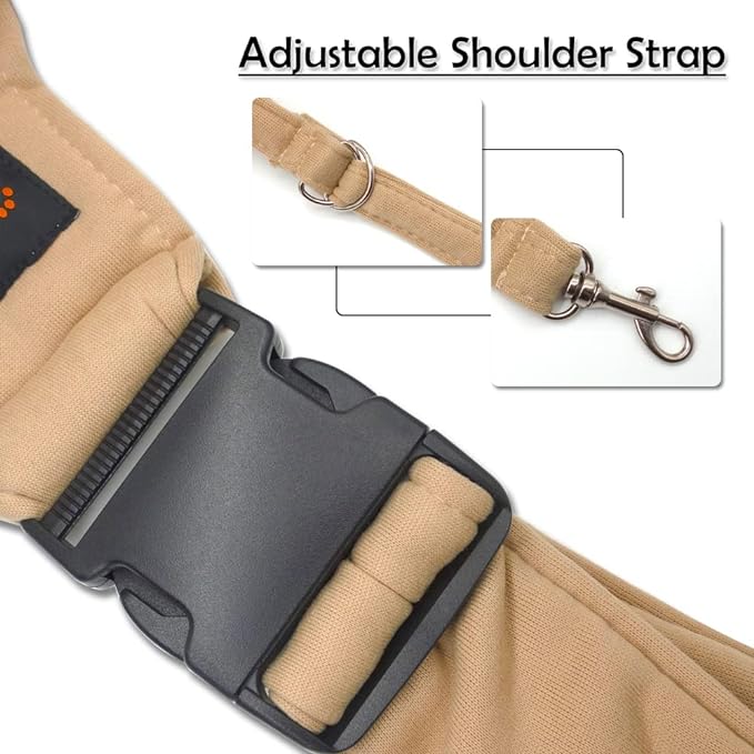 NATUYA Small Dog Carrier Sling Cat Sling,Adjustable Strap Hand Free Pet Puppy for Outdoor Traveling Subway (Apricot)