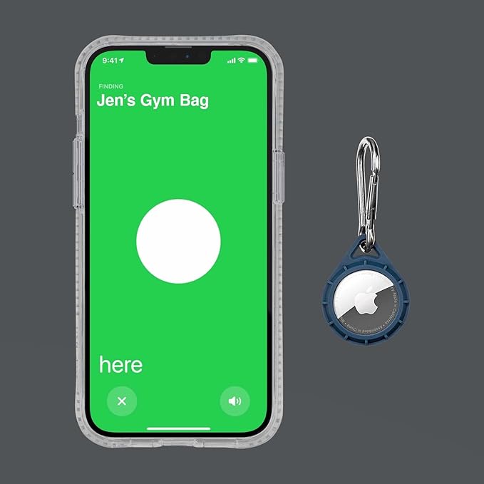 Pelican Protector AirTag Holder - AirTag Keychain W/ Stainless Steel Carabiner Clip [Impact Resistant] [Travel Essentials] - Protective Apple AirTag Case for Dog Collar, Backpack, Keys, Luggage - Navy