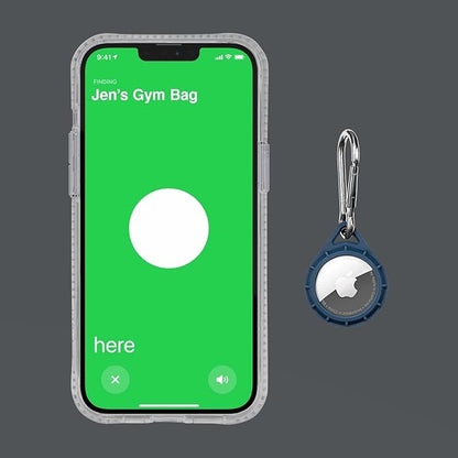 Pelican Protector AirTag Holder - AirTag Keychain W/ Stainless Steel Carabiner Clip [Impact Resistant] [Travel Essentials] - Protective Apple AirTag Case for Dog Collar, Backpack, Keys, Luggage - Navy