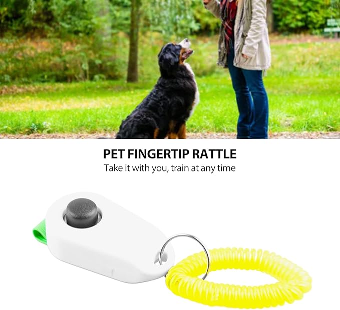 Dog Training Clicker, Lightweight Pet Training Clicker with Finger Ring and Wrist Strap, Clicker for Pets Cats Puppy Birds Horses, Perfect for Behavioral Training (White)