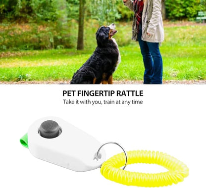 Dog Training Clicker, Lightweight Pet Training Clicker with Finger Ring and Wrist Strap, Clicker for Pets Cats Puppy Birds Horses, Perfect for Behavioral Training (White)