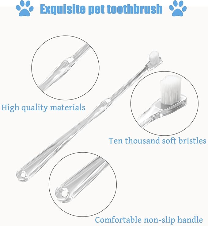 4 Pack Kit Dog Dental Cleaning Brushes,2 Pack Extra Soft Dog and Cat Dental Cleaning Brushes with Storage Box and 2 Pack Dog Finger Toothbrush for Dog Dental Care, Easily Clean Teeth(Transparent,Blue）