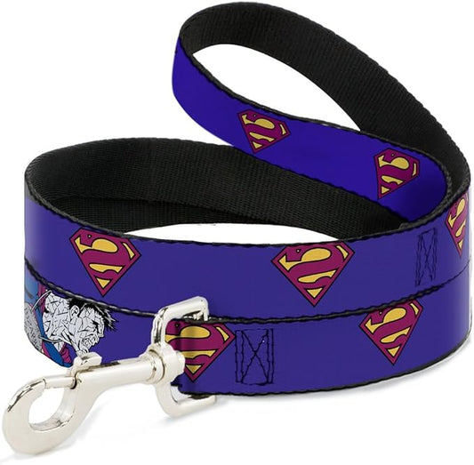 Buckle-Down Pet Leash - Superman Shield Blue - 4 Feet Long - 1" Wide