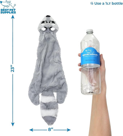 Best Pet Supplies Stuffing Free Squeaky Dog Toys for Small Dogs, Medium Dogs, and Large Dogs, Durable, Best Dog Chew Toy for Teething Puppy, Indoor Play, Holds Plastic Bottle - Fox, Raccoon, Large