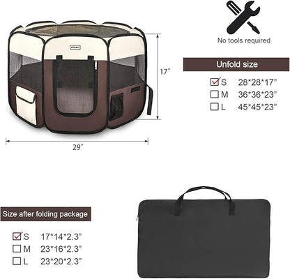 Portable Pet Playpen,Dog Playpen Foldable Pet Exercise Pen Tents for Dogs/Cats/Rabbits/Pets,Cat Playpen Indoor/Outdoor Travel Camping Use with Carry Case