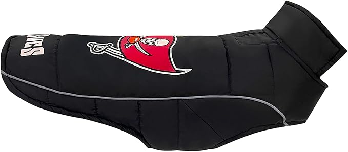 NFL Tampa Bay Buccaneers Puffer Vest for Dogs & Cats, Size Medium. Warm, Cozy, and Waterproof Dog Coat, for Small and Large Dogs/Cats. Best NFL Licensed PET Warming Sports Jacket