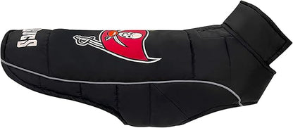 NFL Tampa Bay Buccaneers Puffer Vest for Dogs & Cats, Size Medium. Warm, Cozy, and Waterproof Dog Coat, for Small and Large Dogs/Cats. Best NFL Licensed PET Warming Sports Jacket