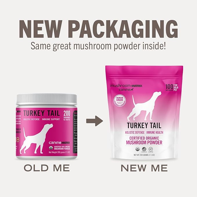 Om Mushroom Matrix Pet - Canine | Turkey Tail | USA Grown Human-Grade Organic Mushroom Powder Pet Supplement | Immunity Support & Holistic Defense for Dogs & Cats | 200 Grams, 7.1 oz