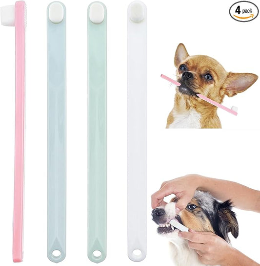 4 Pack Pet Dog Toothbrush Pet Teeth Deep Clean Dense Brush Mini Extra Soft Dog & Cat, Small Dog Tooth Brush Away Bad Breath