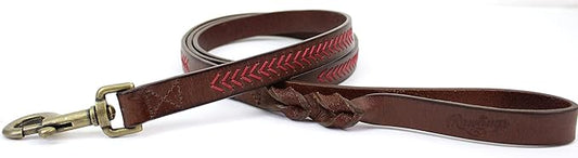 Rawlings | Baseball Stitch Leather Dog Leash | 5 Ft. | Multiple Colors