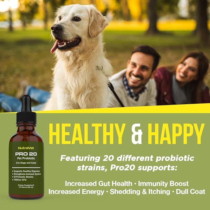 Probiotics for Dogs and Cat Probiotics - 120 servings (1/2ml). 100% Natural Digestive Enzymes for Gas Relief and Healthy Digestion. Prebiotics via Liquid Vitamins for Constipation & Leaky Gut