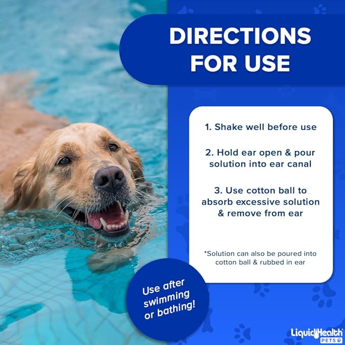 LIQUIDHEALTH 12 Fl Oz K9 Dog Ear Cleaner Wash Solutions - Infection Cleaning Hygiene Treatment Drops for Dogs, Canines and Puppies