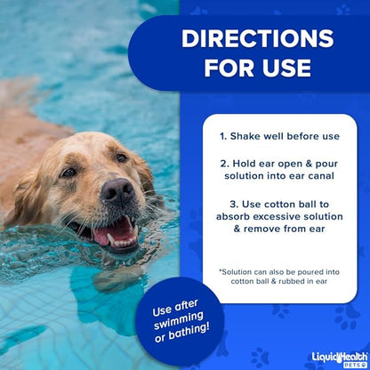 LIQUIDHEALTH 12 Fl Oz K9 Dog Ear Cleaner Wash Solutions - Infection Cleaning Hygiene Treatment Drops for Dogs, Canines and Puppies
