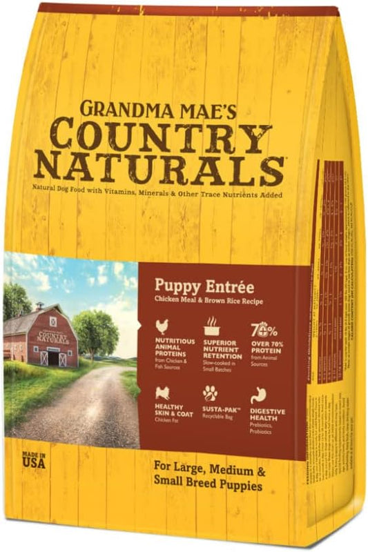 Grandma Mae's Country Naturals Grain Inclusive Dry Dog Food 12 LBS Puppy Chicken & Brown Rice