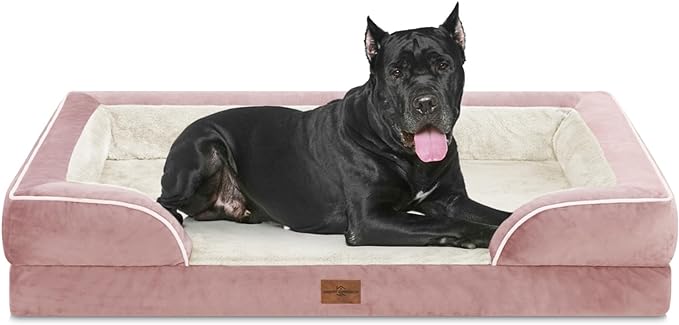 XXL Orthopedic Dog Bed, Waterproof Orthopedic Foam Extra Large Dog Beds, Washable Dog Sofa Bed with Removable Cover & Non-Slip Bottom(XX-large,Pink)