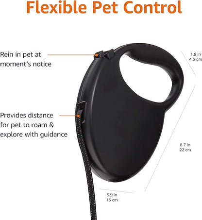 Amazon Basics Retractable Dog Leash, Large - 24ft, Black