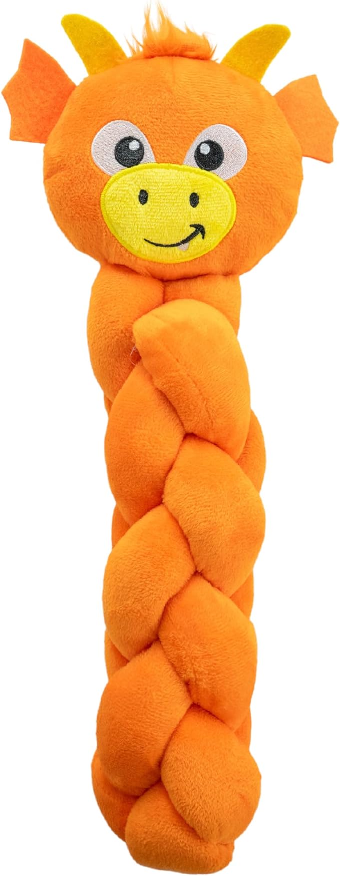 Outward Hound Nina Ottosson Twistiez Interactive Plush Dog Puzzle Dog Enrichment Toys Dog Treat Puzzle, Plush, Dragon, Orange