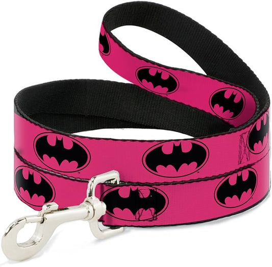 Buckle-Down Dog Leash Bat Signal 3 Fuchsia Black Fuchsia 4 Feet Long 0.5 Inch Wide, Multi Color (DL-WBM087-N)