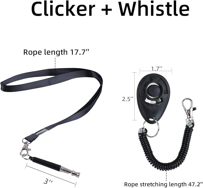 2 Pack Dog Whistle，Pet Training Clicker | Training Behaviour Aids Accessories for Dog | Barking Control Device, Long Range Adjustable Frequency (Black)
