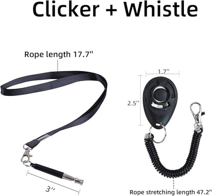 2 Pack Dog Whistle，Pet Training Clicker | Training Behaviour Aids Accessories for Dog | Barking Control Device, Long Range Adjustable Frequency (Black)