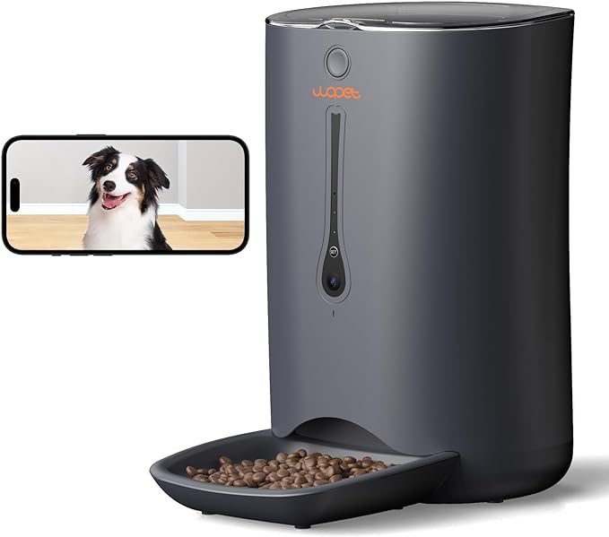 WOPET 7L Automatic Dog Feeder with Camera, 5G WiFi Automatic Cat Food Dispenser, Automatic Cat Feeder with Timer Programmable, HD Camera for Voice and Video Recording