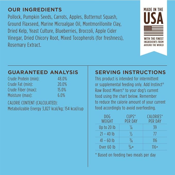 Instinct Raw Boost Mixers Freeze-Dried Dog Food Topper - Pollock, 5 Ounces