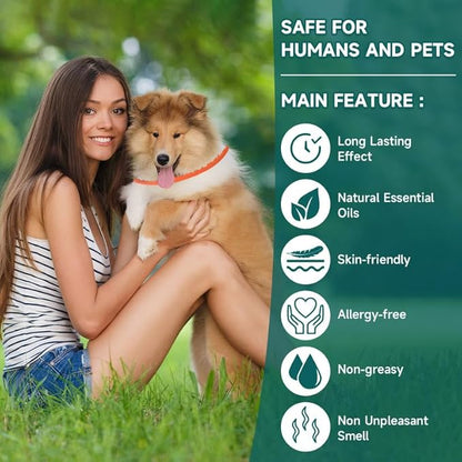 4 Pack Flea Collar for Dogs, Natural Flea and Tick Collar for Dogs, 8 Months Flea and Tick Prevention for Dogs, Tick Collar for Dogs, Water Resistant Dog Flea Collar, One Size Fits All, Orange