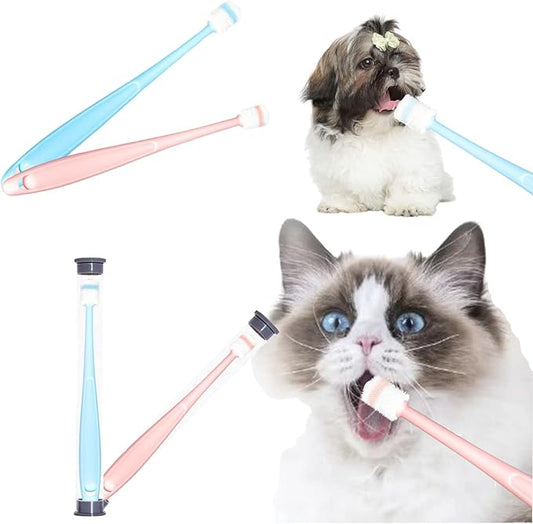 2 PCS Small dog & Cat Dental Care Tooth Brushing Kit,2 PCS 360 Degree Soft Silicone,Independent Packaging,360°Pinching Teeth for Easy Puppy Teeth Cleaning