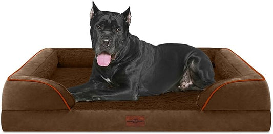 XXL Orthopedic Dog Bed Waterproof, Orthopedic Foam Dog Beds for Extra Large Dogs, Washable Dog Sofa Bed with Removable Cover & Non-Slip Bottom(XX-large,Chocolate Brown)