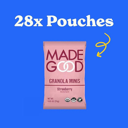 MadeGood Strawberry Granola Minis, 28 Count, Gluten Free and Organic Snacks