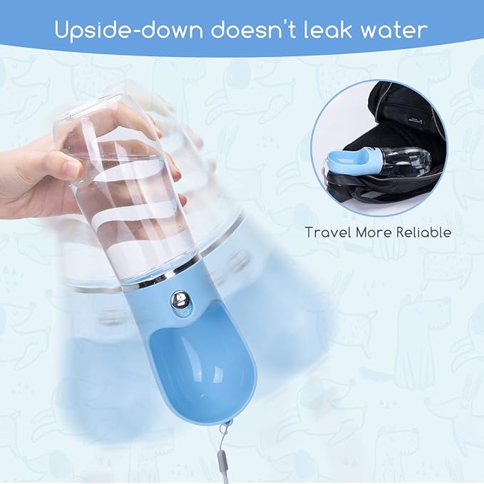Nobleza Dog Water Bottle, Leak Proof Portable Pet Water Bottle Dispenser Puppy Water Bottle for Outdoor Walking, Hiking, Travel, Food Grade Plastic (17oz, Blue)