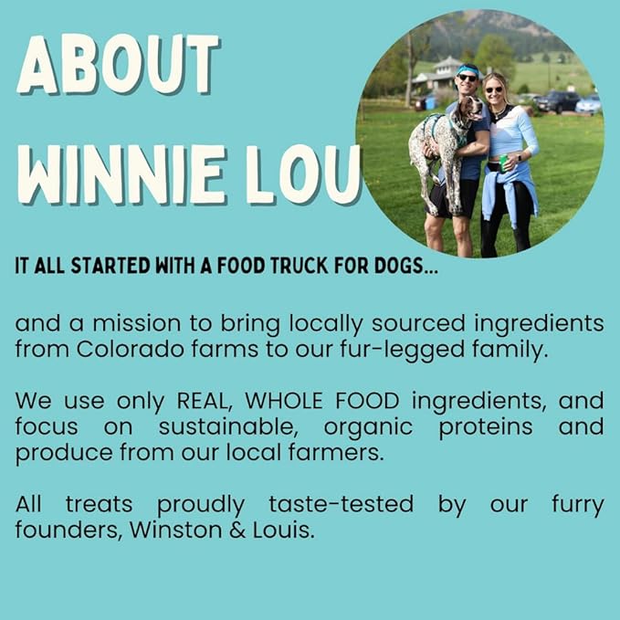 Winnie Lou Organic Dog Treats, Bison Burger Jerky Human Grade Dog Treats for All Sized Breeds, All Natural Dog Treats with No-Added Sugar, Glycerin & Preservatives, Made in USA, 2.5 Oz (71g), 2 Pack